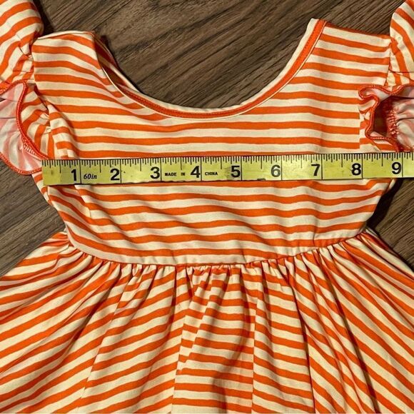 Dot Dot Smile Ruffle Short Sleeve Twirl Dress Orange White Size 6-12 Months - Picture 7 of 10